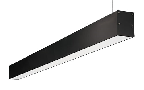 RAB BOA4P-40D10-40N-B 40W LED 4 ft Suspended Pendant Linear Slot Light, 4000K (Neutral), No Photocell, 2869 Lumens, 84 CRI, 120-277V, 40 Degree Reflector, Dimmable, Not DLC Listed, Black Finish