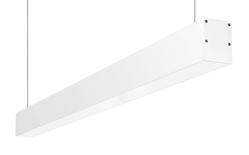 RAB BOA4P-40D10-40N-W 40W LED 4 ft Suspended Pendant Linear Slot Light, 4000K (Neutral), No Photocell, 2869 Lumens, 84 CRI, 120-277V, 40 Degree Reflector, Dimmable, Not DLC Listed, White Finish