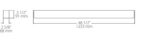 RAB BOA4S-40D10-40Y-S 40W LED 4 ft Surface Mount Linear Slot Light, No Photocell, 3000K (Warm), 2730 Lumens, 86 CRI, 120-277V, 40 Degree Reflector, Dimmable, Not DLC Listed, Silver Finish