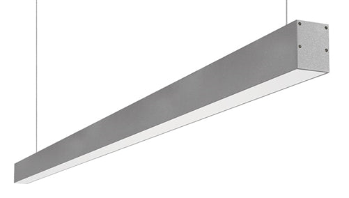 RAB BOA6P-30D10-40Y-S 30W LED 6 ft Suspended Pendant Linear Slot Light, No Photocell, 3000K (Warm), 2168 Lumens, 86 CRI, 120-277V, 40 Degree Reflector, Dimmable, Not DLC Listed, Silver Finish