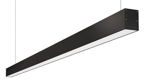 RAB BOA6P-30D10-40YN-B 30W LED 6 ft Suspended Pendant Linear Slot Light, No Photocell, 3500K, 2282 Lumens, 84 CRI, 120-277V, 40 Degree Reflector, Dimmable, Not DLC Listed, Black Finish