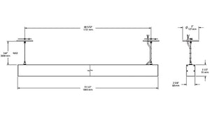RAB BOA6P-60D10-40Y-B 60W LED 6 ft Suspended Pendant Linear Slot Light, No Photocell, 3000K (Warm), 4050 Lumens, 86 CRI, 120-277V, 40 Degree Reflector, Dimmable, Not DLC Listed, Black Finish