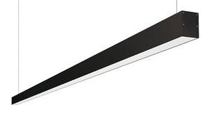 RAB BOA8P-80D10-40YN-B 80W LED 8 ft Suspended Pendant Linear Slot Light, No Photocell, 3500K, 5487 Lumens, 82 CRI, 120-277V, 40 Degree Reflector, Dimmable, Not DLC Listed, Black Finish