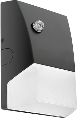 RAB BRISK12Y/PCU 12W Brisk LED Wallpack, 120-277V Button Photocell, 3000K (Warm), 1517 Lumens, 71 CRI, 120-277V, DLC Listed, Bronze Finish