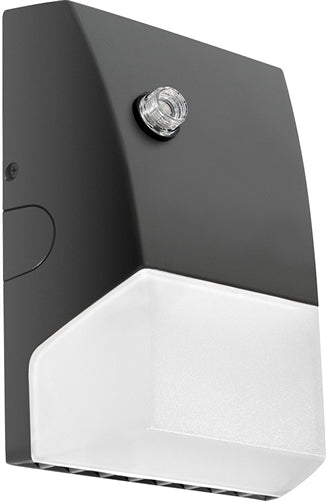 RAB BRISK8N/PCU 8W Brisk LED Wallpack, 120-277V Button Photocell, 4000K (Neutral), 970 Lumens, 74 CRI, 120-277V, DLC Listed, Bronze Finish