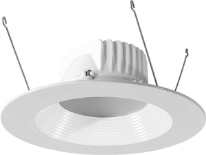 RAB DLED5R8Y/BAF 8W 5 inch LED Retrofit Downlight, 3000K (Warm), 535 Lumens, 85 CRI, With Baffle, White Finish