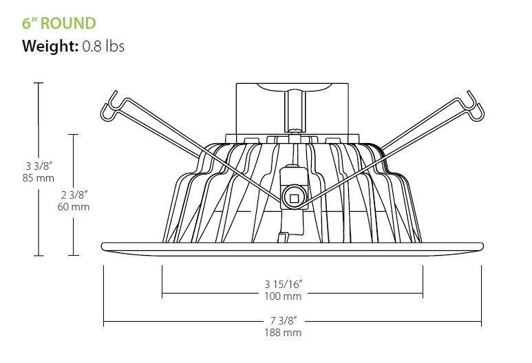 RAB DLED6R11YY 11W 6" LED Round Retrofit Downlight, Fixed Head, 2700K Color Temperature
