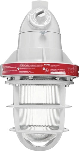 RAB EP124 300W Explosionproof Pendant with Die Cast Guard, 1 Hub Count, 1/2" Hub Size, Silver Gray Finish