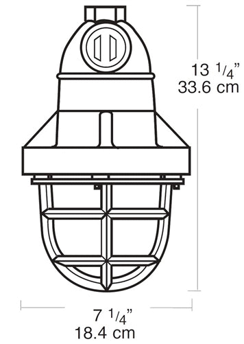 RAB EP124 300W Explosionproof Pendant with Die Cast Guard, 1 Hub Count, 1/2" Hub Size, Silver Gray Finish