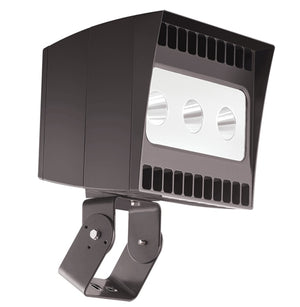 RAB EZLED78TN/PCS2 78W Trunnion Mount LED Spotlight, 4000K (Neutral), 4630 Lumens, 82 CRI, 277V Button Photocell, 3H x 3V Beam Distribution, Bronze Finish
