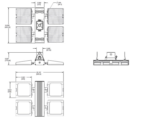 RAB FALCOR230YW-480 230W Falcor 4 Head Fixture LED High Bay, No Photocell, 3000K (Warm), 18165 Lumens, 80 CRI, 480V, Standard Operation, Not DLC Listed, White Finish