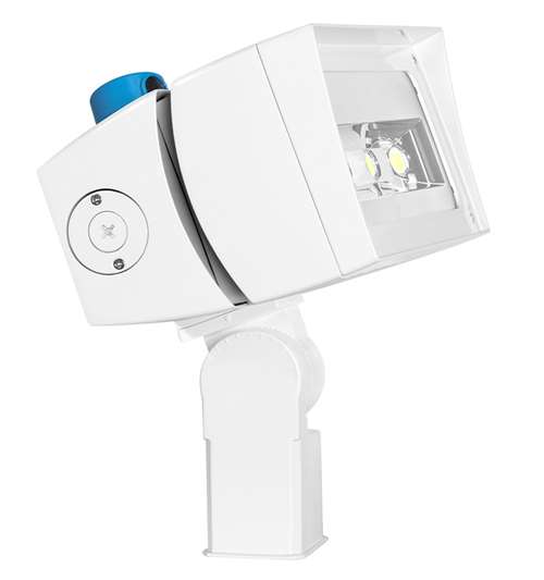 RAB FFLED120SFNW/480/D10/PCT4 120W LED Floodlight, Slipfitter Mount, 480V 3PIN Twistlock Photocell, 4000K (Neutral), 16598 Lumens, 75 CRI, 480V, 7H x 6V Beam Distribution, Dimmable, DLC Premium Listed, Standard Operation, White Finish