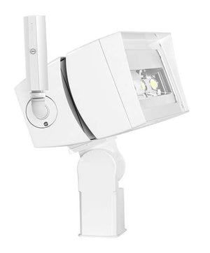 RAB FFLED120SFW/D10/LC 120W LED Floodlight, Slipfitter Mount, No Photocell, 5000K (Cool), 16106 Lumens, 75 CRI, 120-277V, 7H x 6V Beam Distribution, Dimmable, DLC Premium Listed, Standard Operation, White Finish