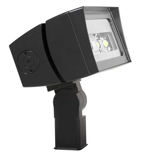 RAB FFLED120TY/D10 120W LED Floodlight, Trunnion Mount, No Photocell, 3000K (Warm), 15838 Lumens, 72 CRI, 120-277V, 7H x 6V Beam Distribution, Dimmable, DLC Premium Listed, Standard Operation, Bronze Finish