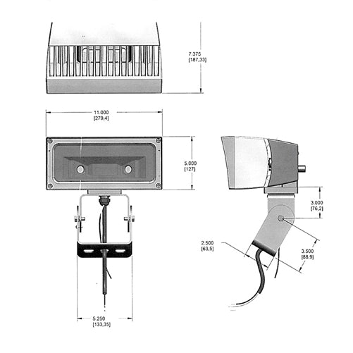 RAB FFLED26TYB44W/PCS 26W Trunnion Mount LED Floodlight, 120V Swivel Photocell, 3000K (Warm), 2421 Lumens, 81 CRI, 4H x 4V Beam Distribution, Standard Operation, White Finish