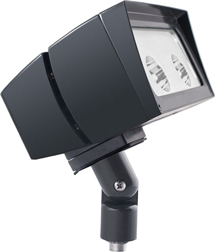 RAB FFLED52B44/PC2 52W Arm Mount LED Floodlight, 277V Button Photocell, 5000K (Cool), 5409 Lumens, 64 CRI, 277V, 4H x 4V Beam Distribution, Standard Operation, Bronze Finish