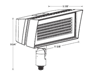 RAB FFLEDMY 52W Knuckle Mount LED Floodlight, 4000K/5000K, Field Adjustable 80W/52W, 120-277V, Bronze