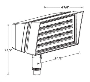 RAB FFLEDS 26W Knuckle  Mount LED Floodlight, 4000K/5000K, 2615-6243 Lumens, 82 CRI, Bronze Finish