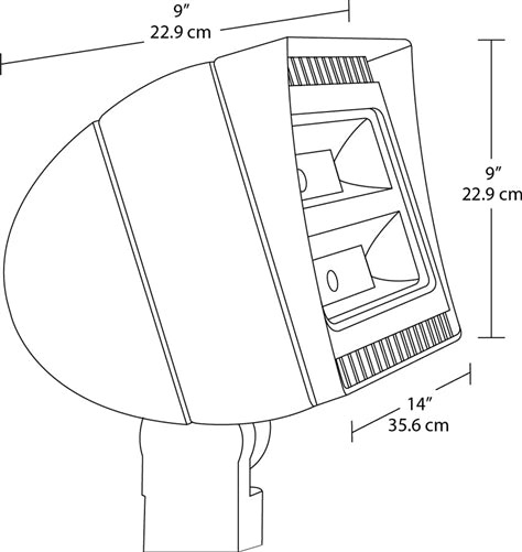 RAB FXLED105SFY/480/PCT4 105W Slipfitter Mount LED Floodlight, 3000K (Warm), 480V Twistlock Photocell, 9105 Lumens, 81 CRI, Standard Operation, Not DLC Listed, Bronze Finish