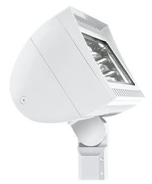 RAB FXLED300SFW/PCS 300W Slipfitter Mount LED Floodlight, 5000K (Cool), 120V Swivel Photocell, 38292 Lumens, 72 CRI, 120V, 7H x 6V Beam Distribution, Standard Operation, DLC Listed, White Finish