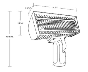 RAB FXLEDSSF/7PR Slipfitter Mount LED Floodlight, 4000K/5000K, 10,206 Lumens, 80 CRI, 7-Pin receptacle, Bronze Finish