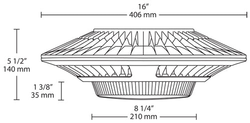 RAB GLED52Y 52W LED Garage Light, 3000K Color Temperature (Warm), Ceiling Mount, Standard Operation, Bronze Finish