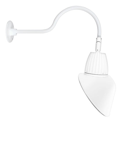RAB GN1LED13NAC11W 13W LED Gooseneck Cone Shade with 24" Goose Arm, 4000K Color Temperature (Neutral), Flood Reflector, 11" Angled Cone Shade, White Finish