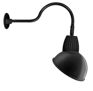 RAB GN1LED13NADB 13W LED Gooseneck Dome Shade with 24" Goose Arm, 4000K Color Temperature (Neutral), Flood Reflector, 15" Angled Dome Shade, Black Finish