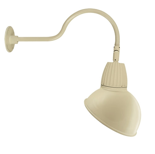 RAB GN1LED13NADI 13W LED Gooseneck Dome Shade with 24" Goose Arm, 4000K Color Temperature (Neutral), Flood Reflector, 15" Angled Dome Shade, Ivory Finish