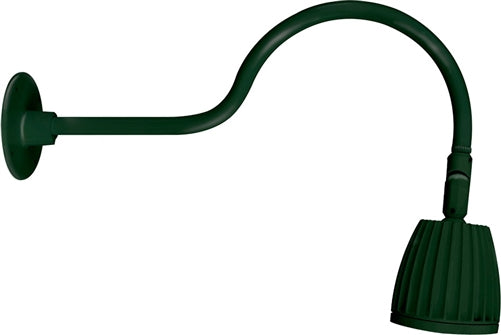 RAB GN1LED13NG 13W LED Gooseneck No Shade with 24" Goose Arm, 4000K (Neutral), Flood Reflector, Hunter Green Finish
