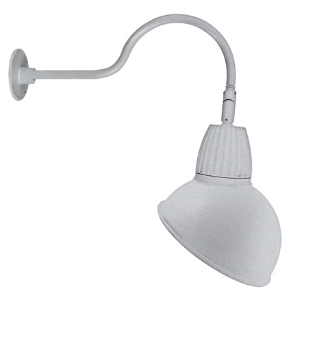 RAB GN1LED13NSADS 13W LED Gooseneck Dome Shade with 24" Goose Arm, 4000K Color Temperature (Neutral), Spot Reflector, 15" Angled Dome Shade, Silver Finish