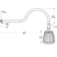 RAB GN1LED13NSS 13W LED Gooseneck No Shade with 24" Goose Arm, 4000K (Neutral), Spot Reflector, Silver Finish