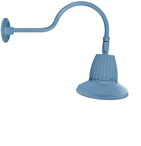 RAB GN1LED13NST11LB 13W LED Gooseneck Straight Shade with 24" Goose Arm, 4000K (Neutral), Flood Reflector, 11" Straight Shade, Light Blue Finish