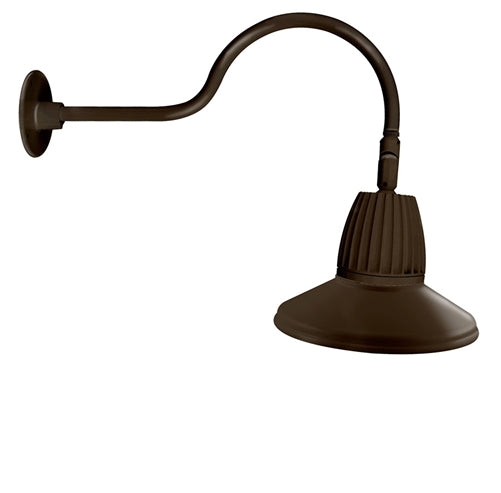 RAB GN1LED13NSTBWN 13W LED Gooseneck Straight Shade with 24" Goose Arm, 4000K (Neutral), Flood Reflector, 15" Straight Shade, Brown Finish