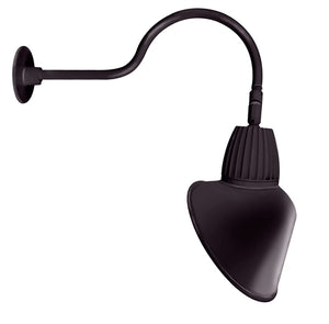 RAB GN1LED13YACA 13W LED Gooseneck Cone Shade with 24" Goose Arm, 3000K Color Temperature (Warm), Flood Reflector, 15" Angled Cone Shade, Bronze Finish