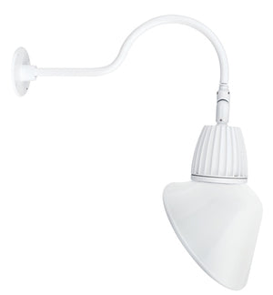 RAB GN1LED13YACW 13W LED Gooseneck Cone Shade with 24" Goose Arm, 3000K Color Temperature (Warm), Flood Reflector, 15" Angled Cone Shade, White Finish