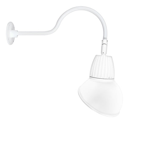 RAB GN1LED13YAD11W 13W LED Gooseneck Dome Shade with 24" Goose Arm, 3000K Color Temperature (Warm), Flood Reflector, 11" Angled Dome Shade, White Finish