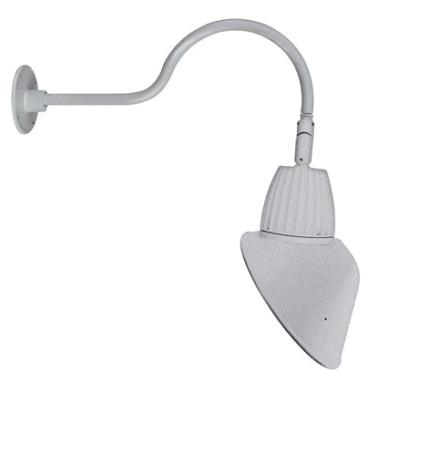 RAB GN1LED13YRAC11S 13W LED Gooseneck Cone Shade with 24" Goose Arm, 3000K Color Temperature (Warm), Rectangular Reflector, 11" Angled Cone Shade, Silver Finish