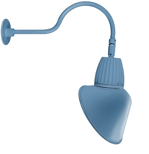 RAB GN1LED13YRACLB 13W LED Gooseneck Cone Shade with 24" Goose Arm, 3000K Color Temperature (Warm), Rectangular Reflector, 15" Angled Cone Shade, Light Blue Finish