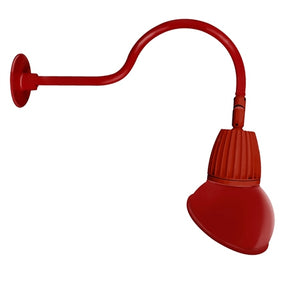 RAB GN1LED13YRAD11R 13W LED Gooseneck Dome Shade with 24" Goose Arm, 3000K Color Temperature (Warm), Rectangular Reflector, 11" Angled Dome Shade, Red Finish