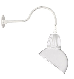 RAB GN1LED13YRADW 13W LED Gooseneck Dome Shade with 24" Goose Arm, 3000K Color Temperature (Warm), Rectangular Reflector, 15" Angled Dome Shade, White Finish