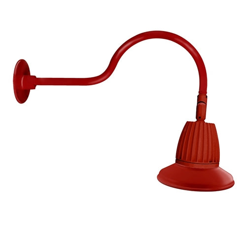 RAB GN1LED13YRST11R 13W LED Gooseneck Straight Shade with 24" Goose Arm, 3000K (Warm), Rectangular Reflector, 11" Straight Shade, Red Finish