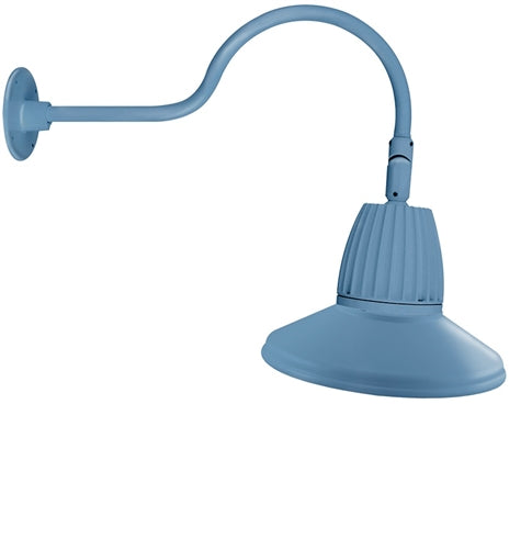 RAB GN1LED13YRSTLB 13W LED Gooseneck Straight Shade with 24" Goose Arm, 3000K (Warm), Rectangular Reflector, 15" Straight Shade, Light Blue Finish