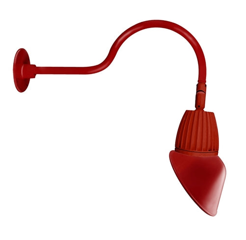 RAB GN1LED13YSAC11R 13W LED Gooseneck Cone Shade with 24" Goose Arm, 3000K Color Temperature (Warm), Spot Reflector, 11" Angled Cone Shade, Red Finish