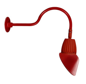RAB GN1LED13YSAC11R 13W LED Gooseneck Cone Shade with 24" Goose Arm, 3000K Color Temperature (Warm), Spot Reflector, 11" Angled Cone Shade, Red Finish