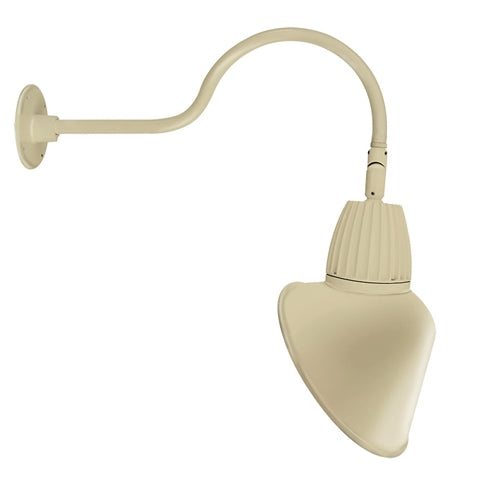 RAB GN1LED13YSACI 13W LED Gooseneck Cone Shade with 24" Goose Arm, 3000K Color Temperature (Warm), Spot Reflector, 15" Angled Cone Shade, Ivory Finish