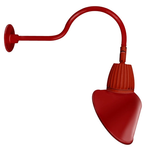 RAB GN1LED13YSACR 13W LED Gooseneck Cone Shade with 24" Goose Arm, 3000K Color Temperature (Warm), Spot Reflector, 15" Angled Cone Shade, Red Finish