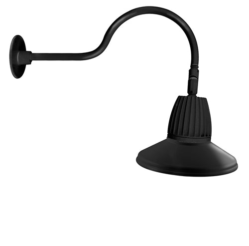 RAB GN1LED13YSSTB 13W LED Gooseneck Straight Shade with 24" Goose Arm, 3000K (Warm), Spot Reflector, 15" Straight Shade, Black Finish