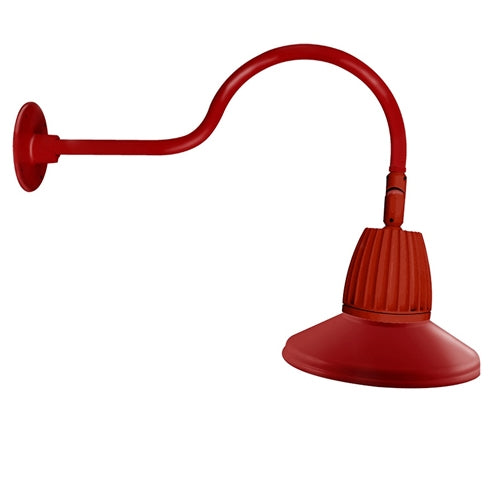 RAB GN1LED13YSSTR 13W LED Gooseneck Straight Shade with 24" Goose Arm, 3000K (Warm), Spot Reflector, 15" Straight Shade, Red Finish