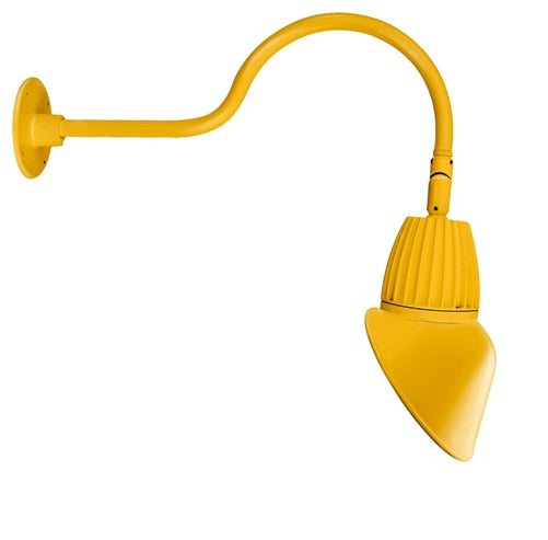 RAB GN1LED26NAC11YL 26W LED Gooseneck Cone Shade with 24" Goose Arm, 4000K Color Temperature (Neutral), Flood Reflector, 11" Angled Cone Shade, Yellow Finish